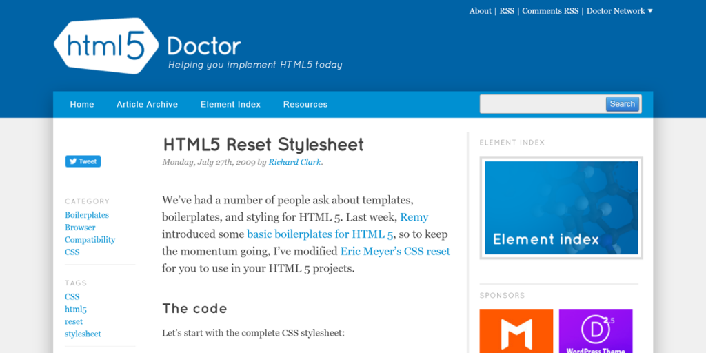 HTML5 Doctor CSS Reset